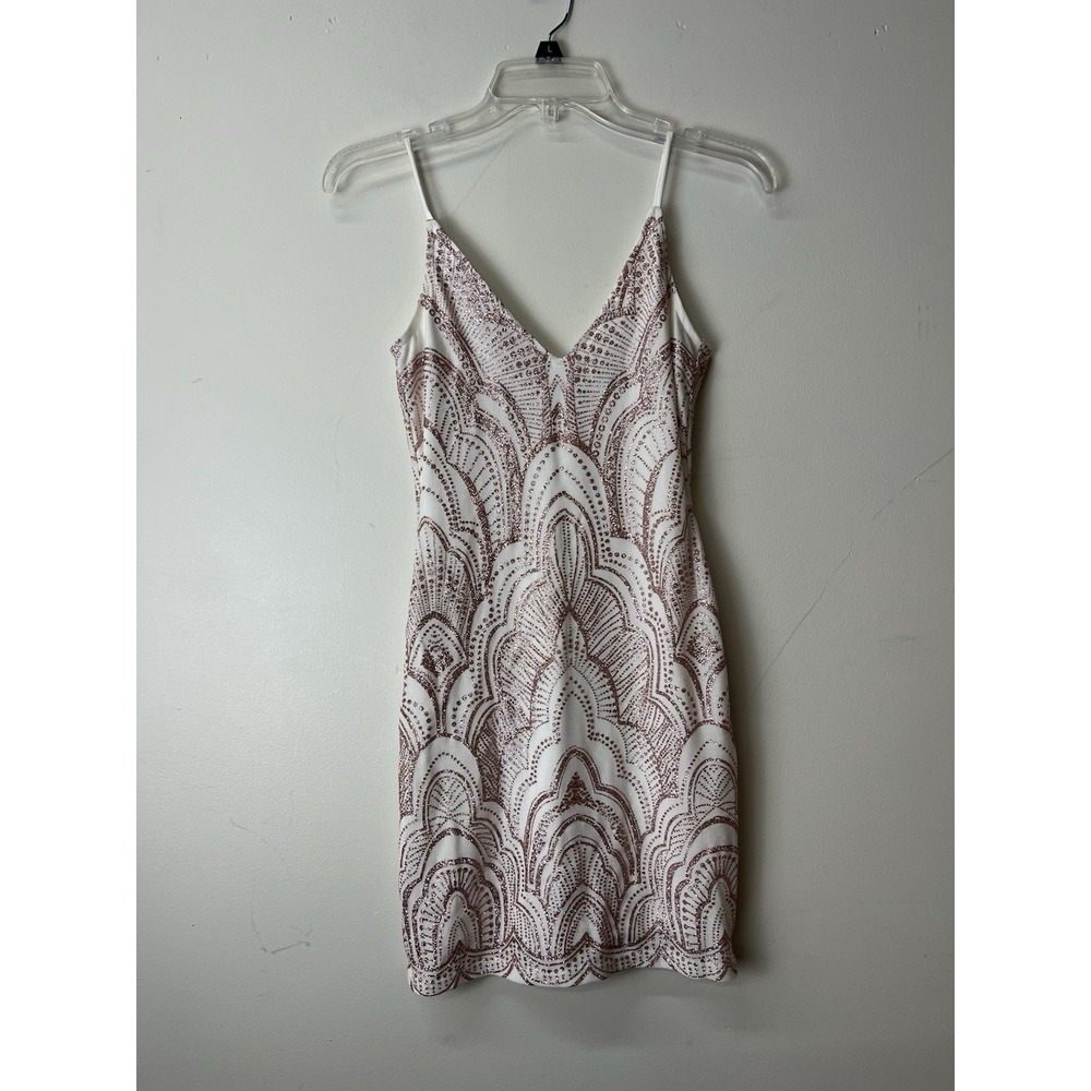 JUMP Womens Body Con Mini Dress Glitter Sleeveless Party Lined XS
